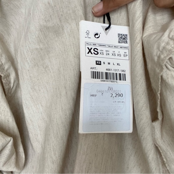 Zara front tie cotton crop top in beige tan linen shade.Fixed price. - Picture 5 of 5